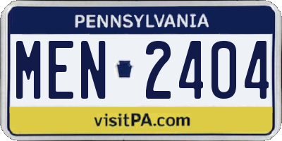 PA license plate MEN2404