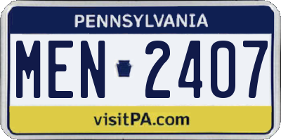 PA license plate MEN2407