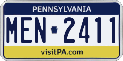 PA license plate MEN2411