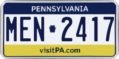PA license plate MEN2417