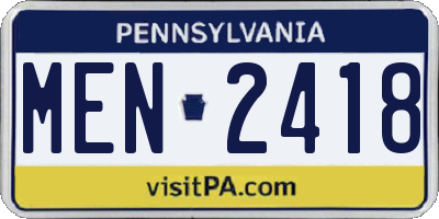 PA license plate MEN2418