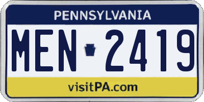 PA license plate MEN2419