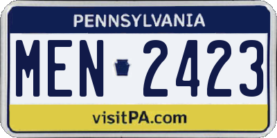 PA license plate MEN2423