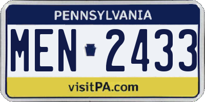 PA license plate MEN2433