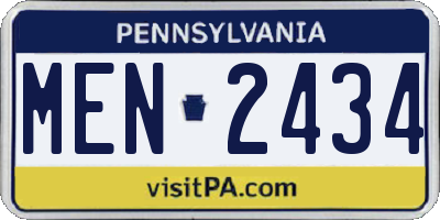 PA license plate MEN2434