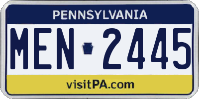 PA license plate MEN2445