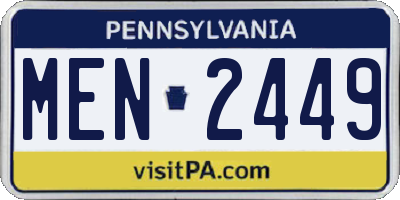PA license plate MEN2449