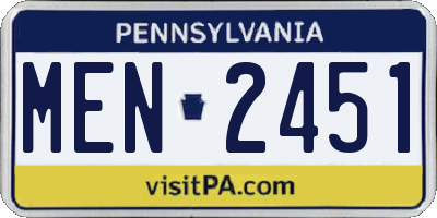 PA license plate MEN2451