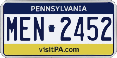 PA license plate MEN2452