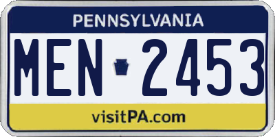 PA license plate MEN2453