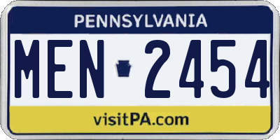 PA license plate MEN2454