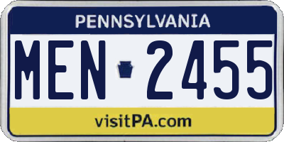 PA license plate MEN2455