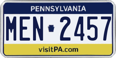 PA license plate MEN2457