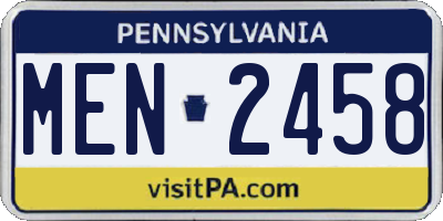 PA license plate MEN2458