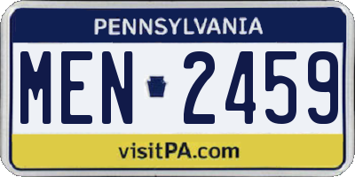 PA license plate MEN2459
