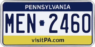 PA license plate MEN2460