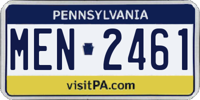 PA license plate MEN2461