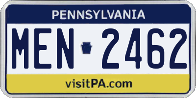 PA license plate MEN2462