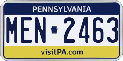 PA license plate MEN2463