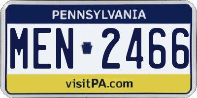 PA license plate MEN2466