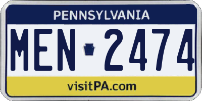 PA license plate MEN2474