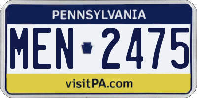PA license plate MEN2475