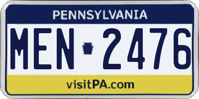 PA license plate MEN2476