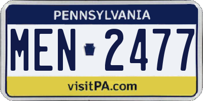 PA license plate MEN2477