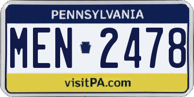 PA license plate MEN2478