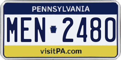 PA license plate MEN2480