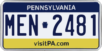 PA license plate MEN2481