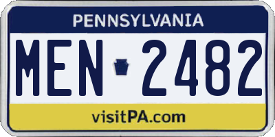 PA license plate MEN2482