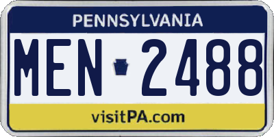 PA license plate MEN2488