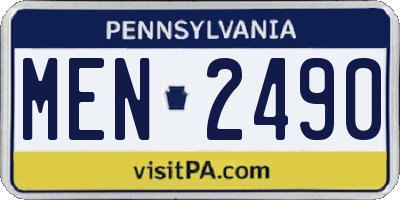PA license plate MEN2490