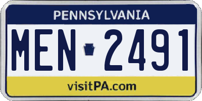 PA license plate MEN2491