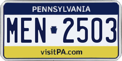 PA license plate MEN2503