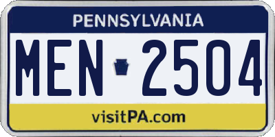 PA license plate MEN2504