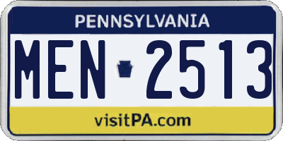 PA license plate MEN2513