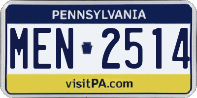 PA license plate MEN2514