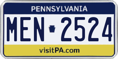 PA license plate MEN2524