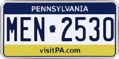 PA license plate MEN2530