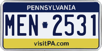 PA license plate MEN2531