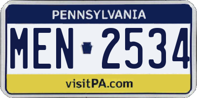 PA license plate MEN2534