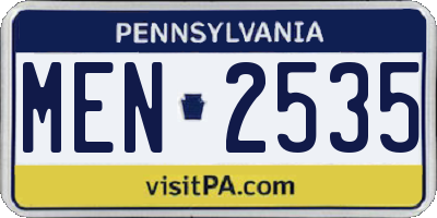 PA license plate MEN2535