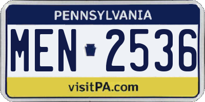 PA license plate MEN2536
