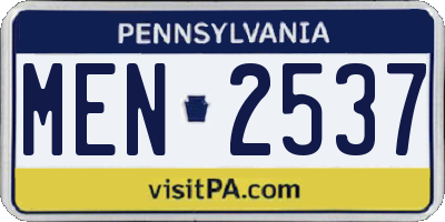 PA license plate MEN2537