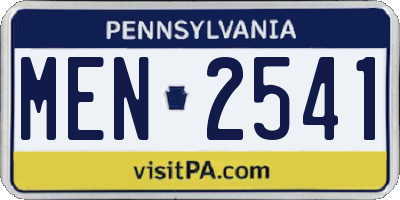 PA license plate MEN2541