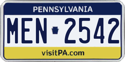 PA license plate MEN2542