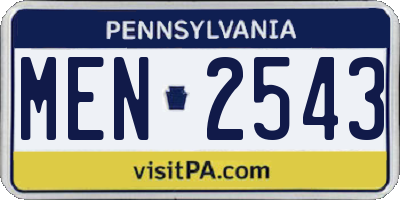 PA license plate MEN2543