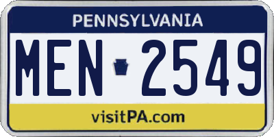PA license plate MEN2549